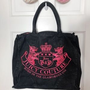 Juicy Couture large black and pink tote bag